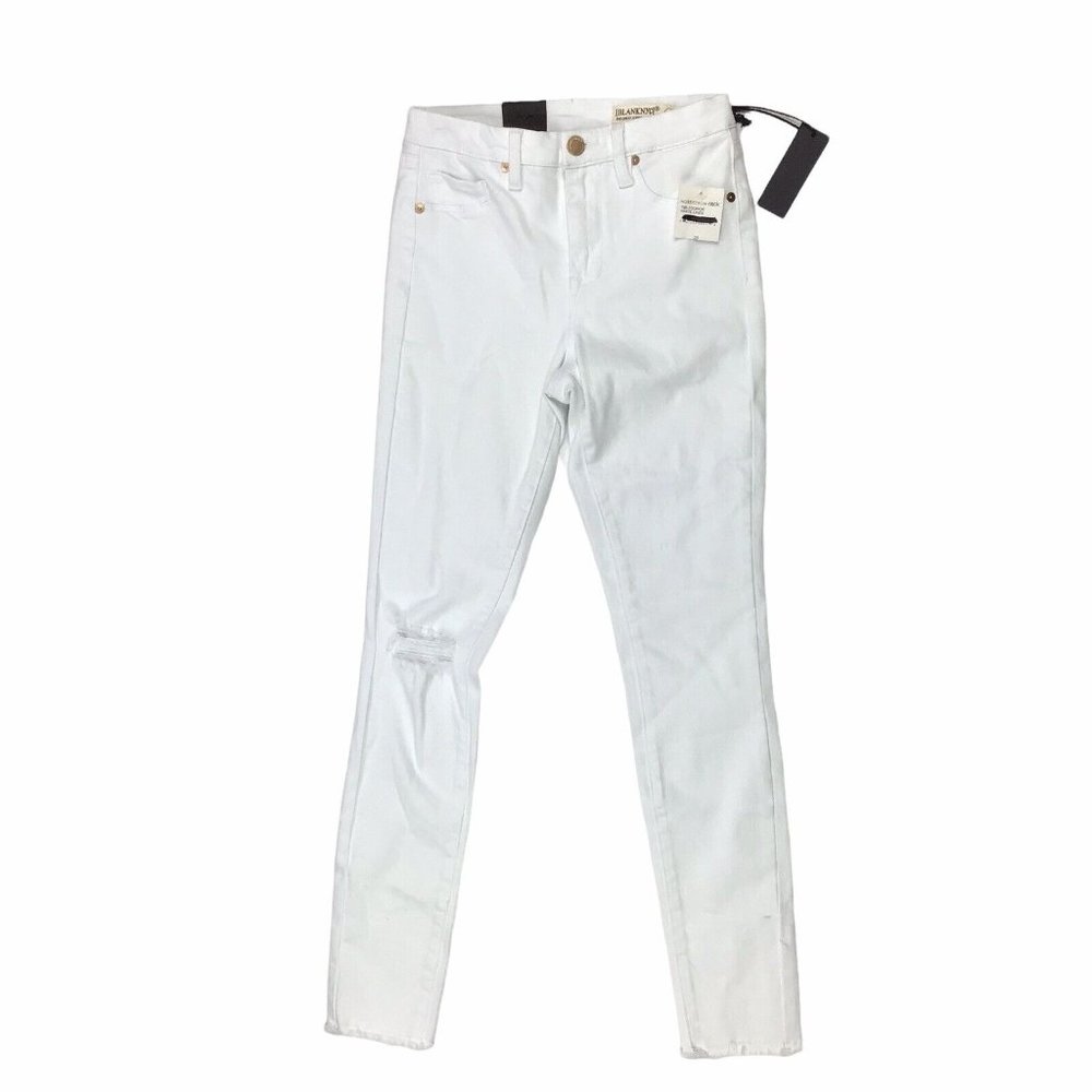 Blanknyc The Great Jones White High Rise Raw Hem Skinny Stretch Jeans $88 Sz 25
